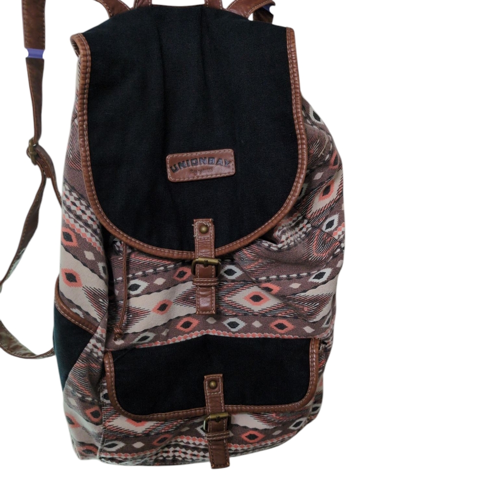 Nique Black And Brown Patterned Backpack - image 1